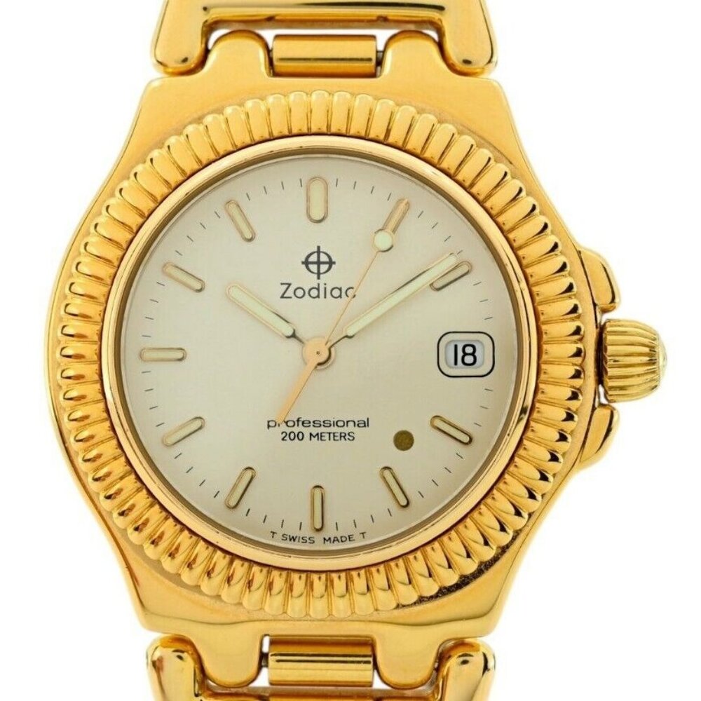 Zodiac 35mm Men's Professional Gold Dot Gold Plated Dress Watch- 313.36.18! - Picture 3 of 9